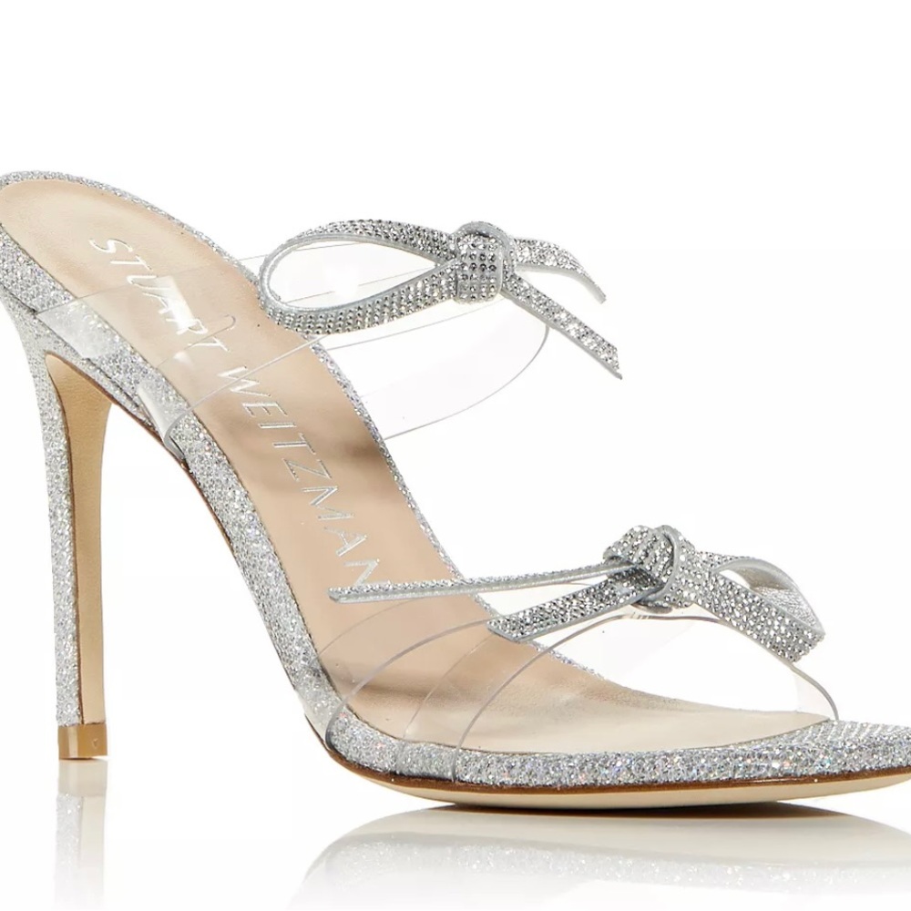 Stuart Weitzman SW Bow Shoe in Clear/Silver NWT